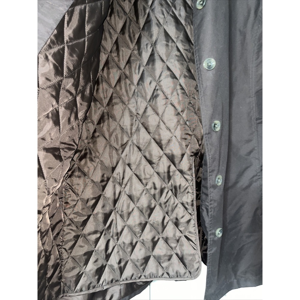 Lands End Brown Button Front Weatherproof Water Resistant Lined Raincoat M 10/12 - Picture 6 of 8